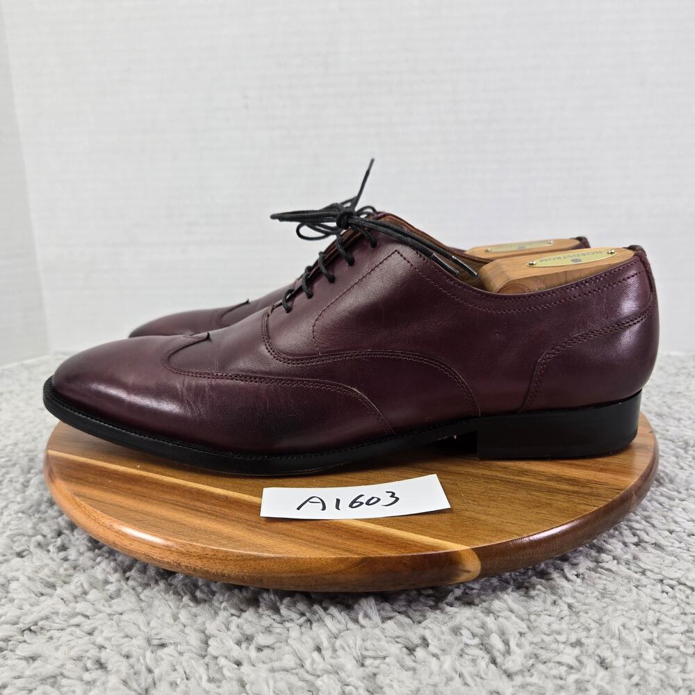 3DM Mens 11 Burgundy Maroon Leather Business Office Wingtip Oxford Dress Shoe
